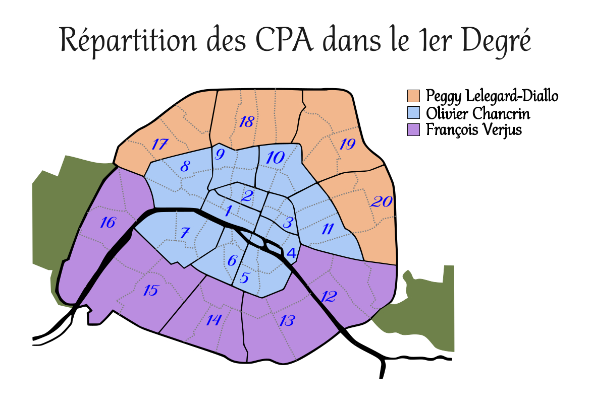 Répartition des visites par bassin, 1er degré - ac-paris