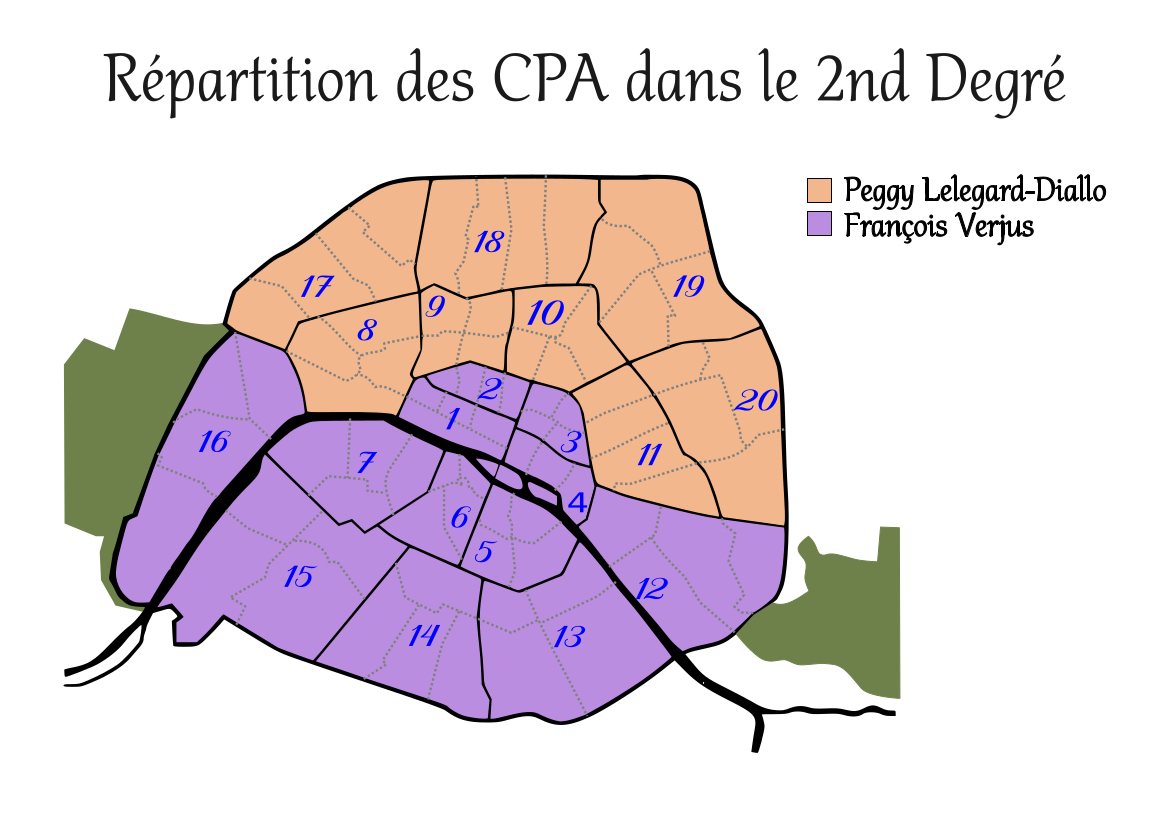 Répartition des visites par bassin, 2nd degré